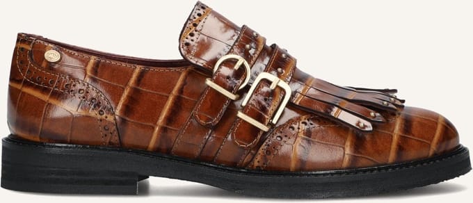 Fred De La Bretoniere - PARIS EROS Loafer Shiny Croco Leather Cognac - Maat 37