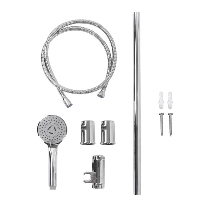 Douchestangset Handdouche Verstelbare Schuifstang met 150cm/59.06in Doucheslang G1/2 voor gray