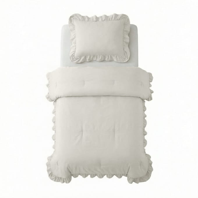 Sleeptime 2 in 1 Dekbed Ruffles - Dekbed zonder Overtrek - Wasbaar Dekbed - 140x200 - Wit