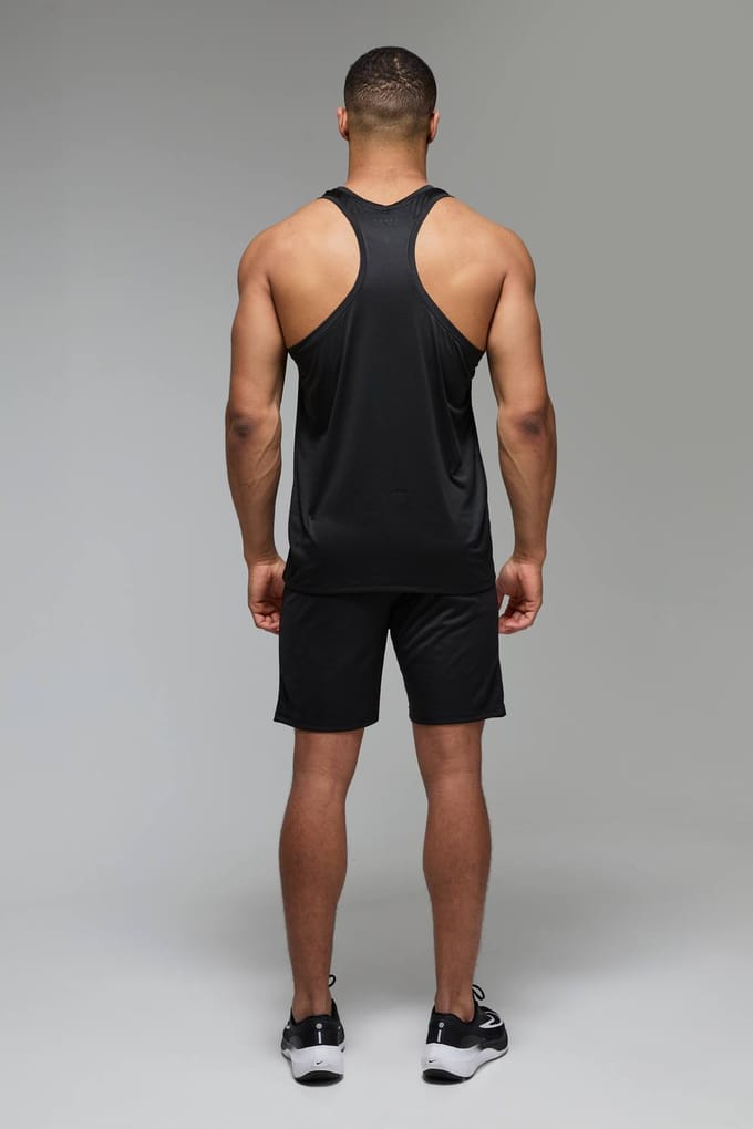 Heren Actieve Regular Lichtgewicht Essentials Gym Vest | Black | Size Medium