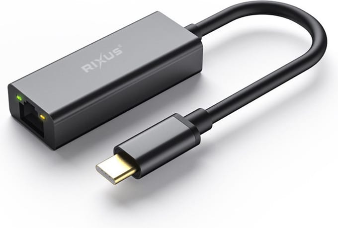Rixus - USB-C naar 1000M Kaart RJ45 Gigabit Stuurvrij - Grijs