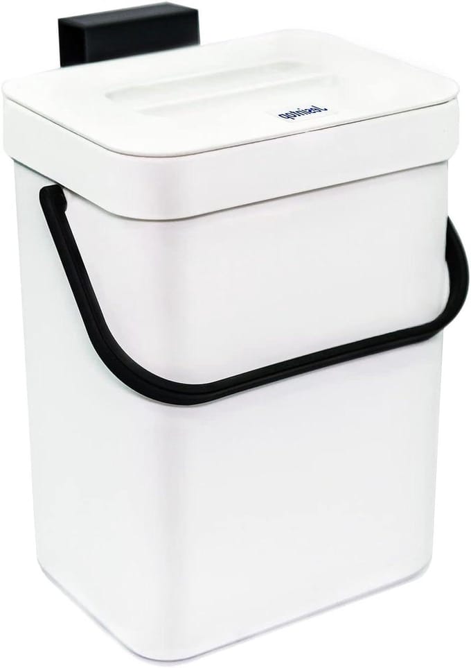 Keuken Compostbak - Voedselafvalbak Aanrecht - Afval Scheiden - Hangend Dekselontwerp - 5 Liter - Wit