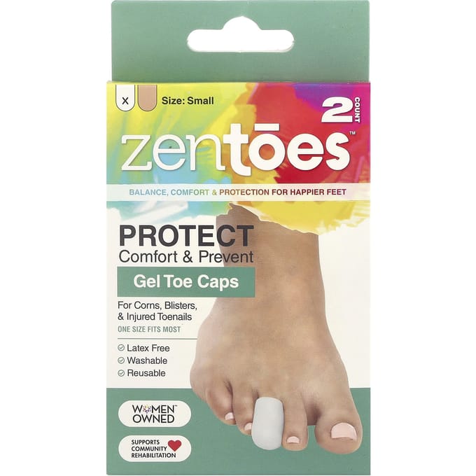 ZenToes, gel toe caps, gray, 2-pack yellow