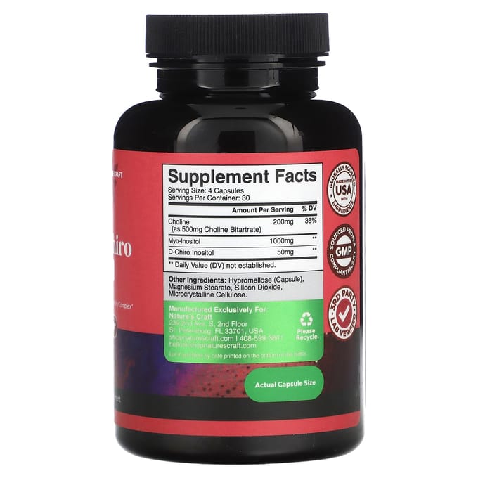 Myo & D-Chiro Inositol avec Choline, 120 Gélules