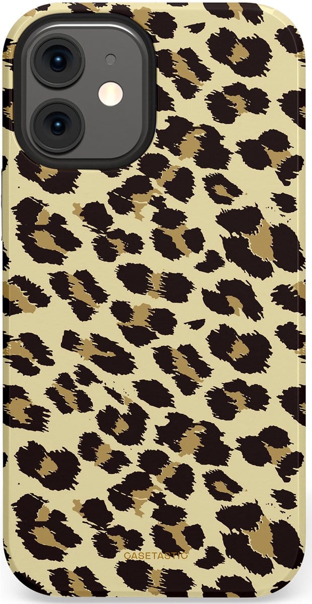 Casetastic hoesje geschikt voor Apple iPhone 12 Mini - Dubbellaagse bescherming - Speels - Fashion Case - Beige Zwart
