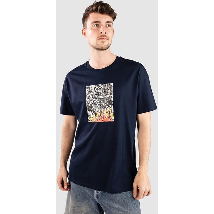Poetic Collective Burning Skull T-Shirt blauw
