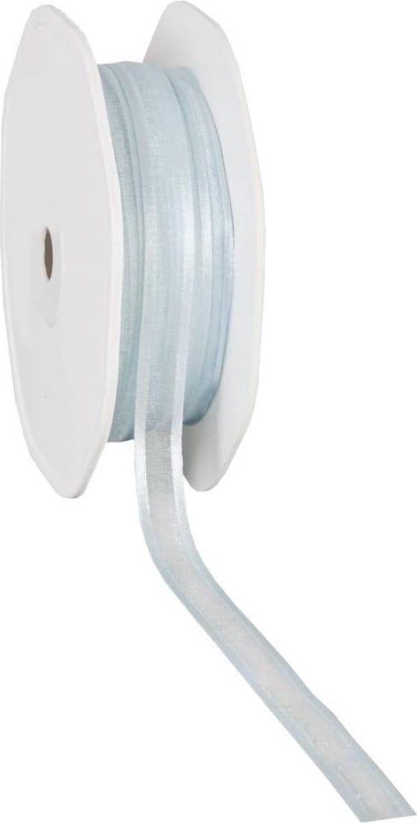 Satin edge Organzalint Licht Blauw – 10 mm × 25 m – Organza