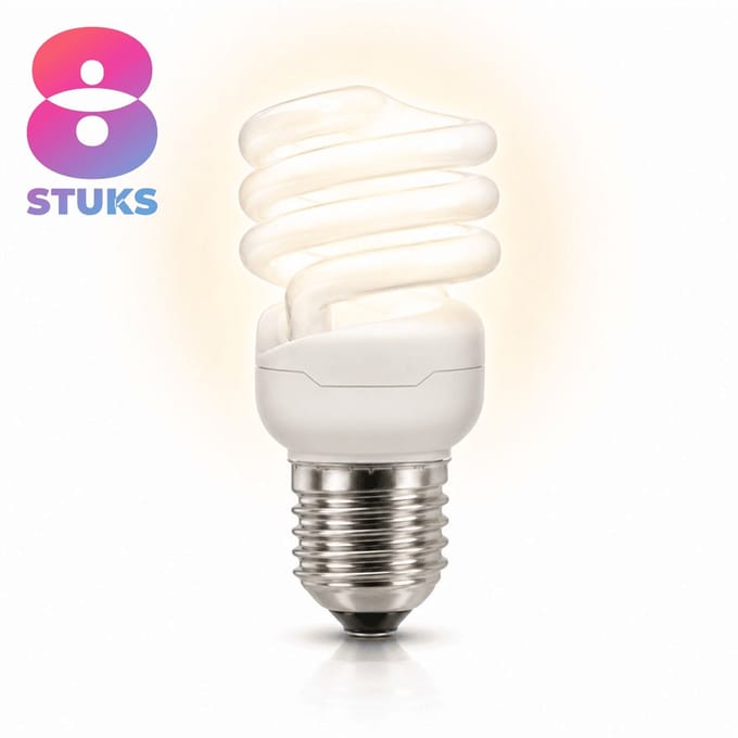 8x Spiraal Spaarlamp E27 - 24W - Warm Wit Licht (2700K) - 1615 lm - 8 jaar - Niet Dimbaar