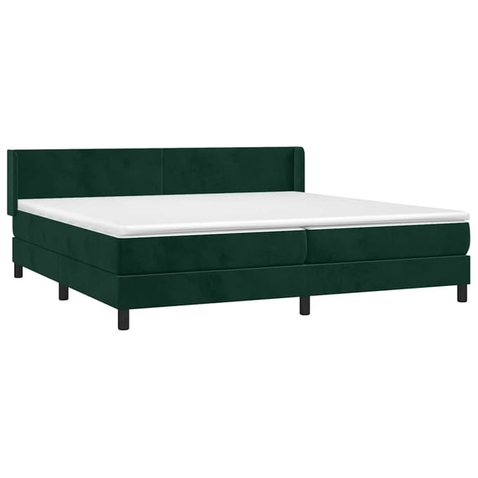 vidaXL - Boxspring - met - matras - fluweel - donkergroen - 200x200 - cm