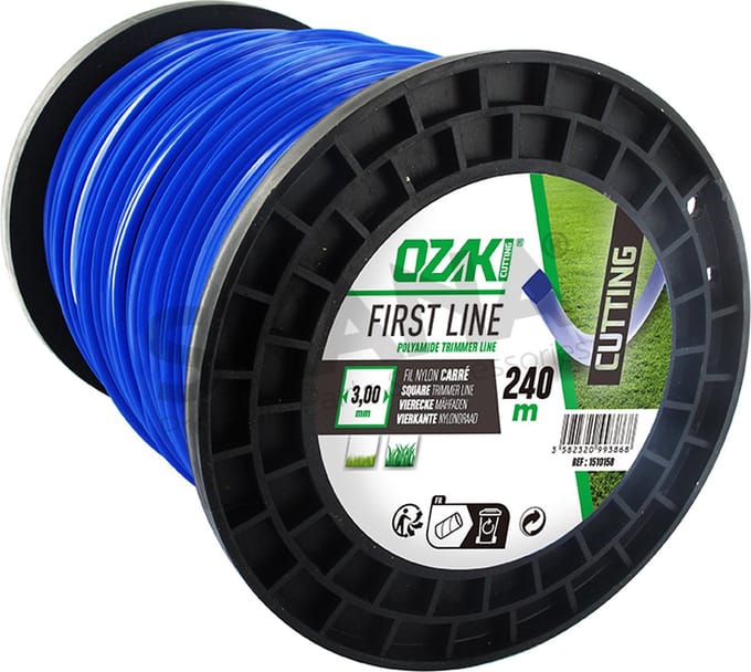 Rol vierkante nylondraad OZAKI - Lengte: 240 m, Ø: 3,00mm