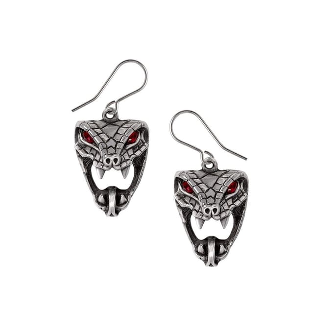 Alchemy Gothic - Gothic Oorbellen - Snake Bite (Naeddre) - voor Vrouwen - zilverkleurig