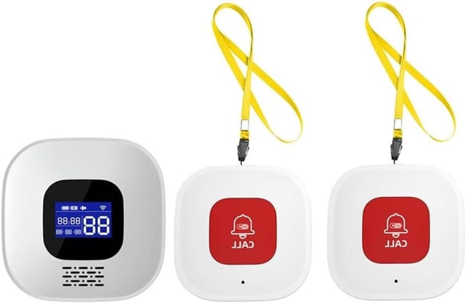 Noodoproep Systeem - Hulp Alarm - Veilig Thuis - Onbeperkt Bereik - 2 Knoppen - Wit