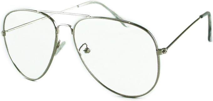 Loud and Clear® - Pilotenbril - Bril Zonder Sterkte - Nerd Bril - Zilver