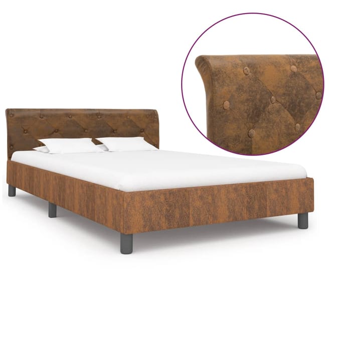 vidaXL - Bedframe - kunstsuède - bruin - 140x200 - cm