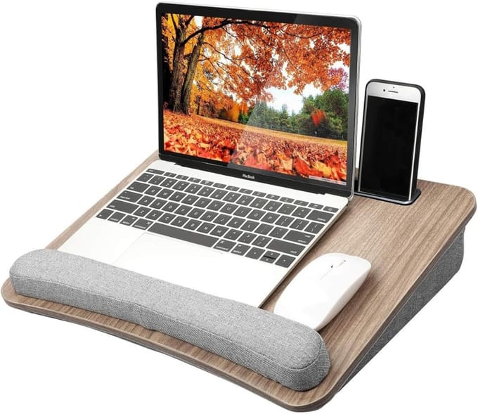 CRLYN® Schootkussen Dienblad - Laptopkussen - Laptray - Natuurlijk en Grijs
