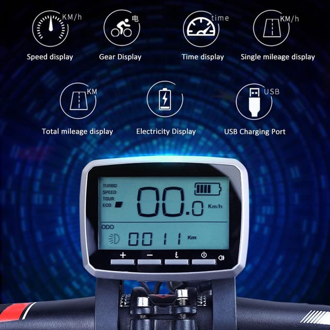 Tongsheng TSDZ2 VLCD5 Display Instrument Connector Bedieningshandleiding voor Elektrische Fiets wit