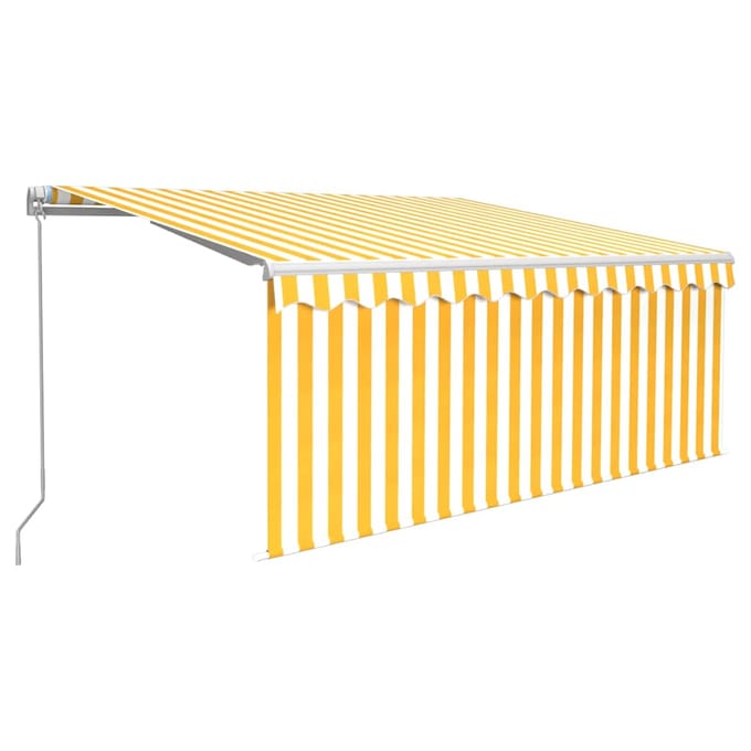vidaXL - Uitschuifbare - luifel - Geel - en - Wit - 3,5 - x - 2,5 - m - Polyester