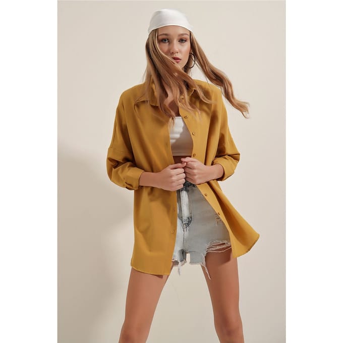 Oversized Overhemd met Lange Mouwen van Poplin