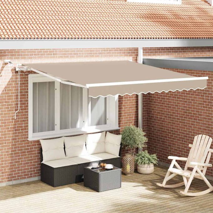 vidaXL - Uitschuifbare - luifel - Beige - 300 - x - 250 - cm - Polyester