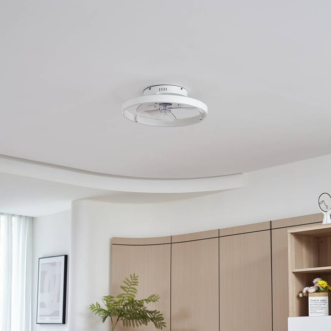 Lindby LED plafondventilator Momitu, wit, aluminium, Ø 50 cm