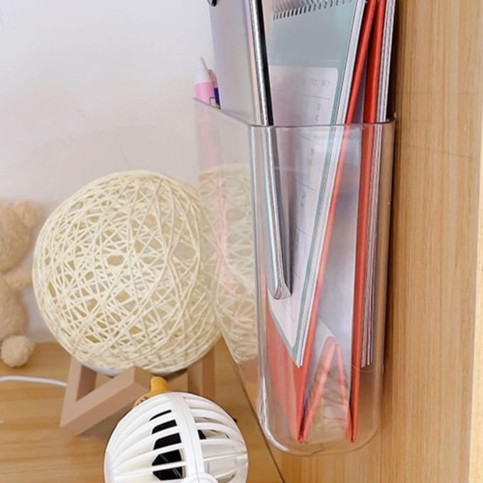 Boîte de Rangement Plastique Transparent Sans Perçage Organisateur Mural pour Téléphone Télécommande white