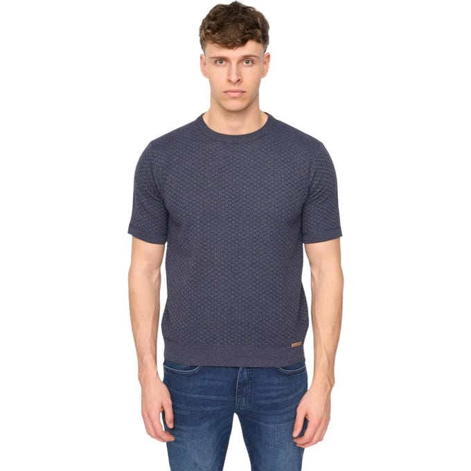 Duck and Cover Heren Mataso Gebreid T-Shirt (Slate Blue)