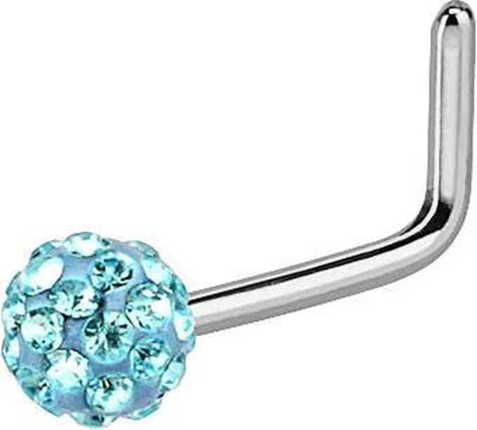 Neuspiercing L-bend ferido 0.8x6x3 - aqua - LMPiercings