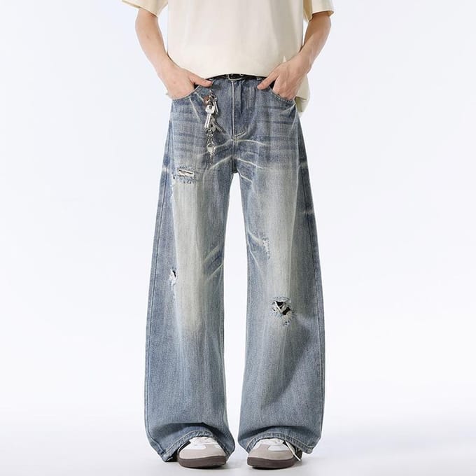 Amerikaanse Gescheurde Jeans Heren Losse Rechte Broek 2XL