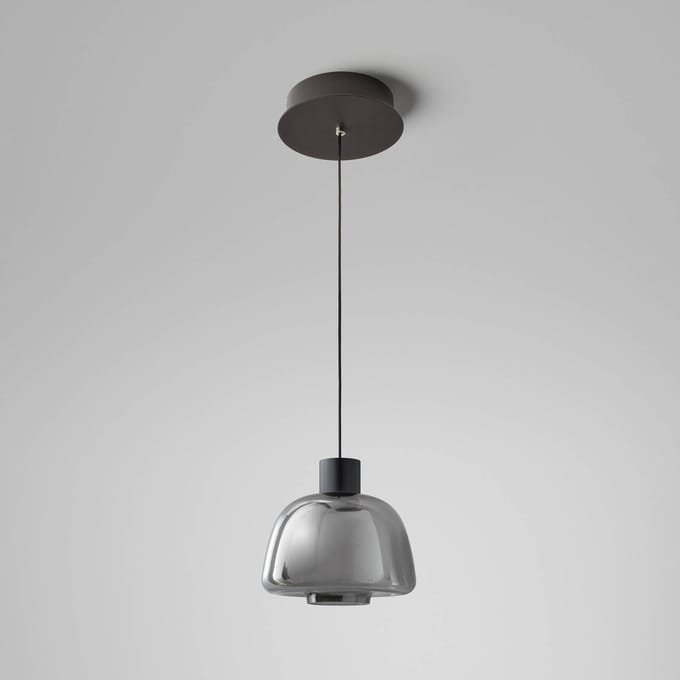 Bover LED hanglamp Drep S/01, rookgrijs, glas, 2.700 K