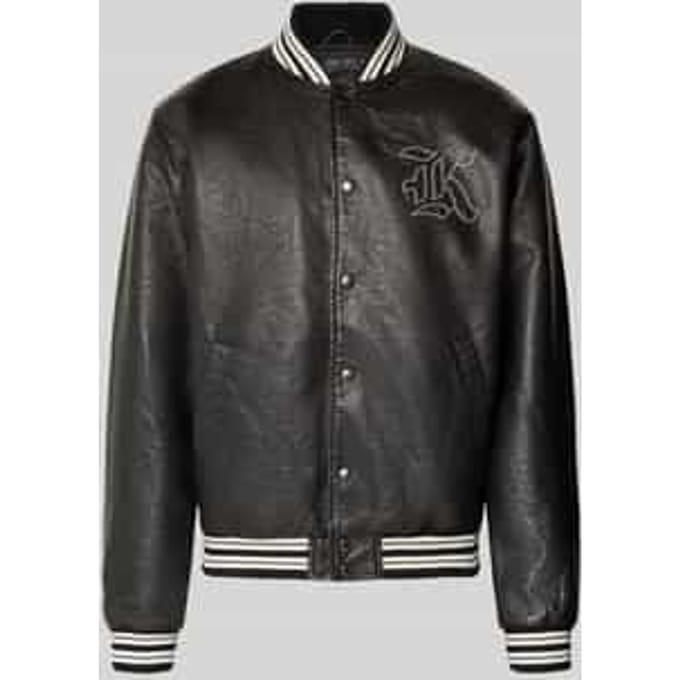 Collegejack in leerlook met labelstitching