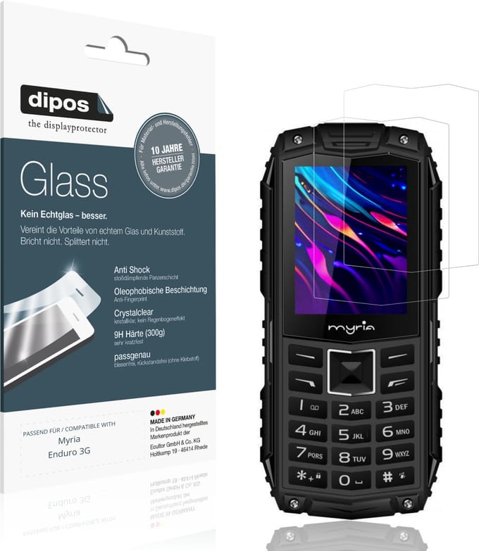 dipos – 2x Pantserfolie geschikt voor Myria Enduro 3G | 9H Screenprotector