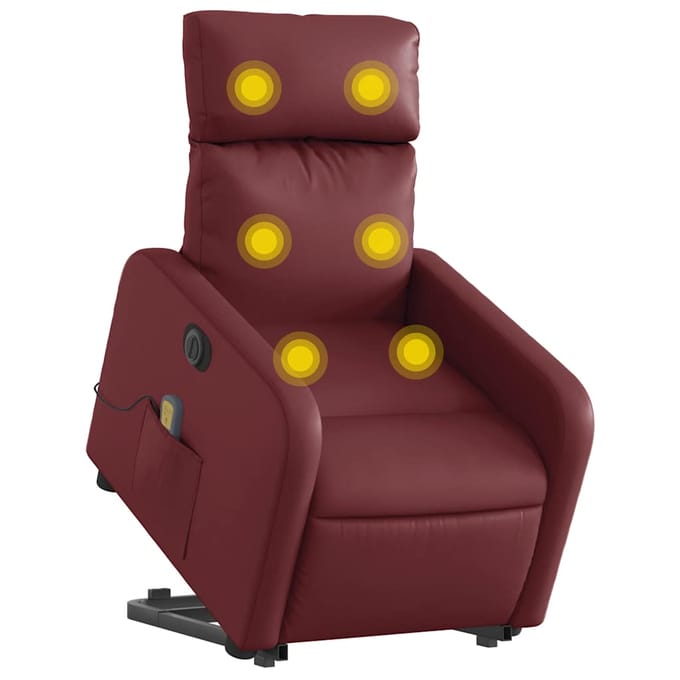 vidaXL - Sta-op-massagestoel - elektrisch - kunstleer - wijnrood