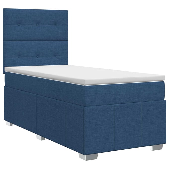 vidaXL - Boxspringbed - met - matras - met - hoofdeinde - Blauw - 100 - x - 200 - cm - Stof