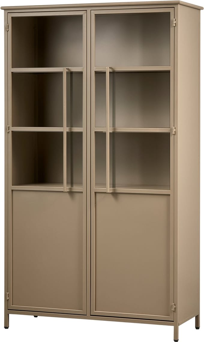 WOOOD Exhibit Vitrinekast - IJzer - Khaki - 170x99x44