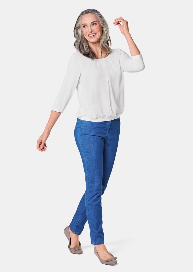 Verzorgd shirt in elegante blouselook - wit - Gr. 48 van Goldner Fashion