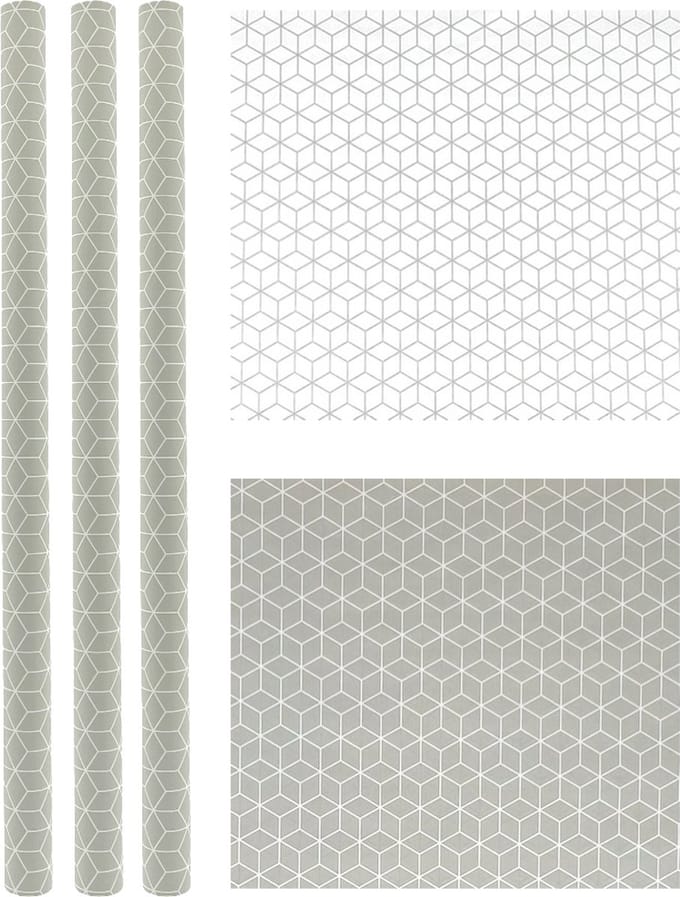 Cube Design cadeaupapier 300 x 70cm - 3 stuks