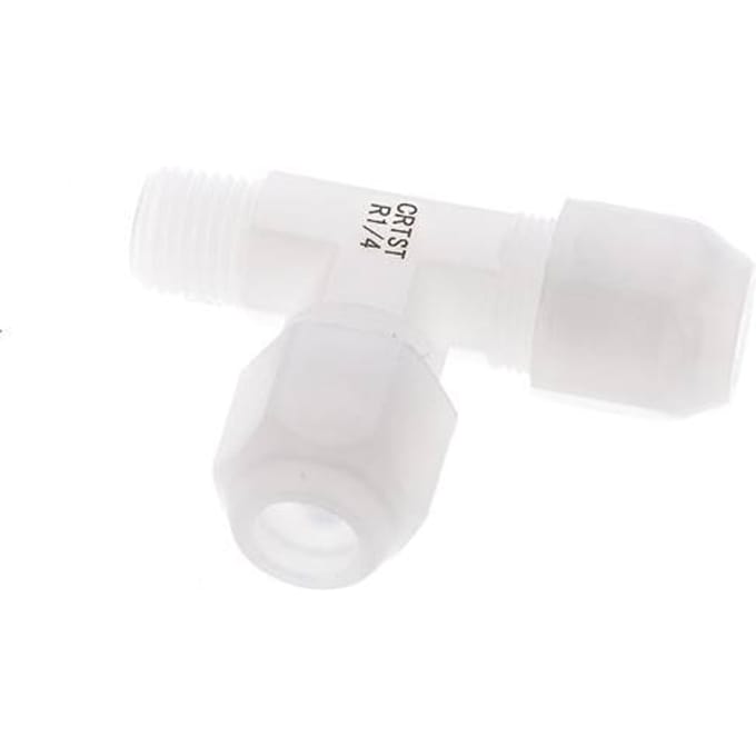 8x10mm & R1/4'' PVDF haakse slangkoppeling met buitendraad 10bar/145psi