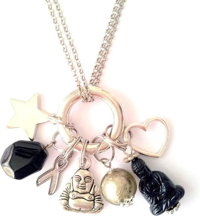Lucky Black Buddha Charm ketting voor Pink Ribbon