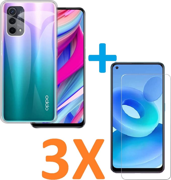 Soft TPU Transparant hoesje Silicone Case + 3 stuk Glas Screenprotector Geschikt voor: Oppo A93 5G