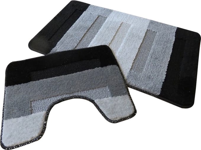 Ikado Badmat set - Zwart/grijs - 50 x 80 cm + 40 x 50 cm