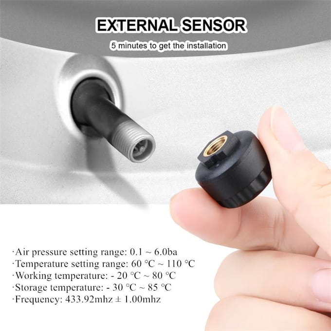 USB TPMS externe sensor autobandenspanning monitoring alarmsysteem voor Android black