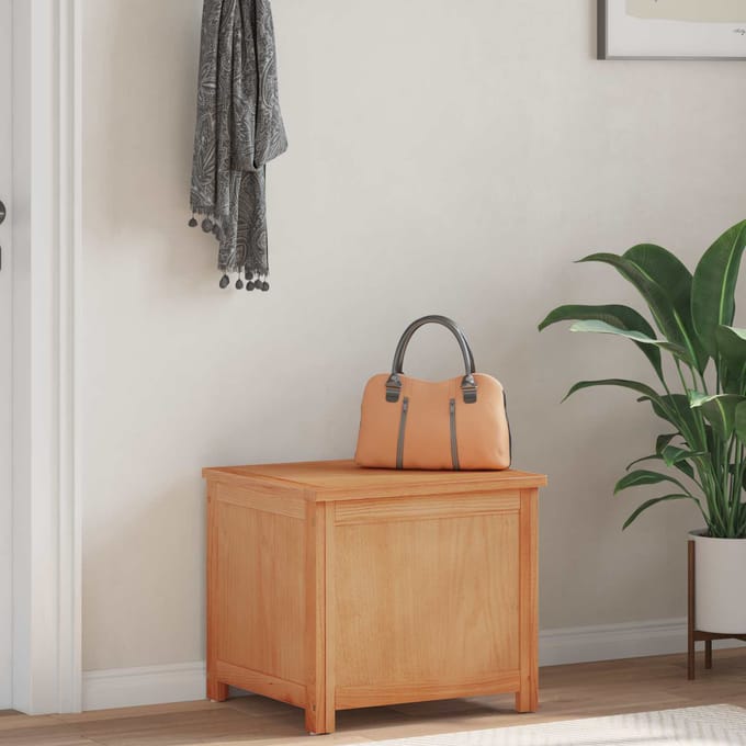 vidaXL - Opbergbox - met - opslag - 50 - x - 45 - x - 45 - cm - Massief - Eikenhout