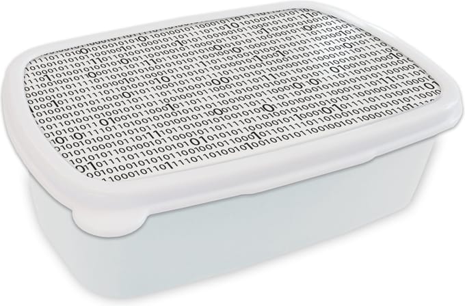 Broodtrommel Wit - Lunchbox - Brooddoos - Programmeren - Computer - Patronen - 18x12x6 cm - Volwassenen