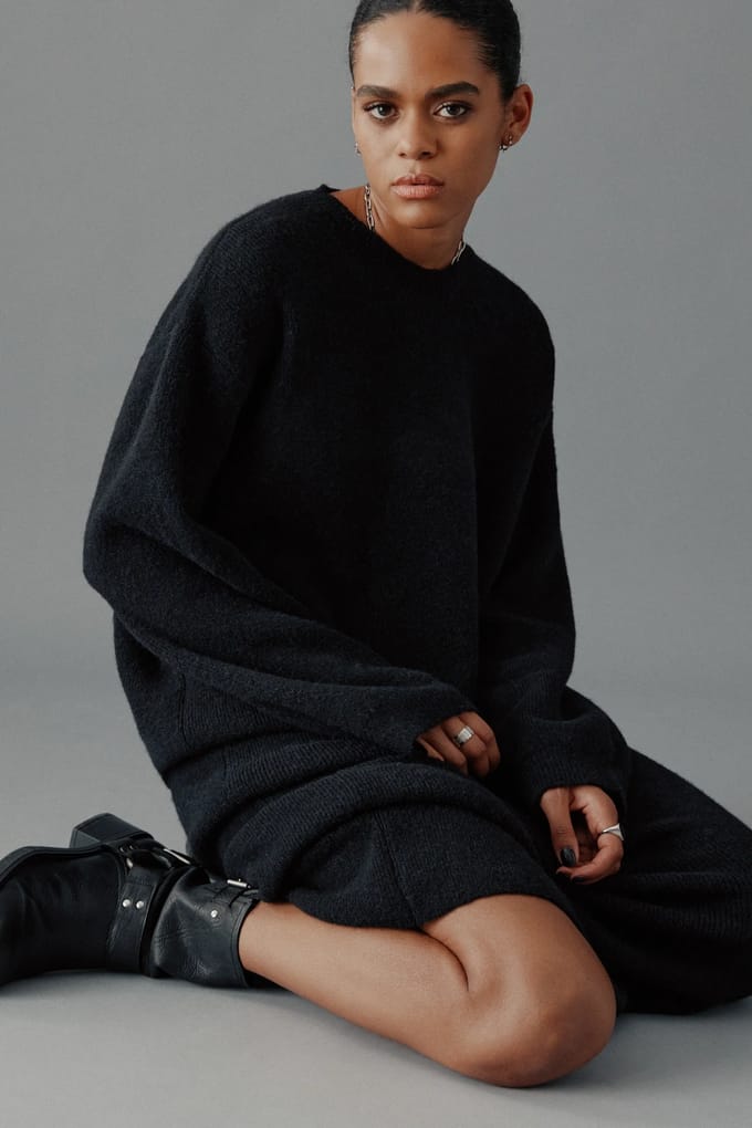 Mikuta The Black Oversized Knitted Dress Größe: M | Midikleider Outlet | Damen | Schwarz