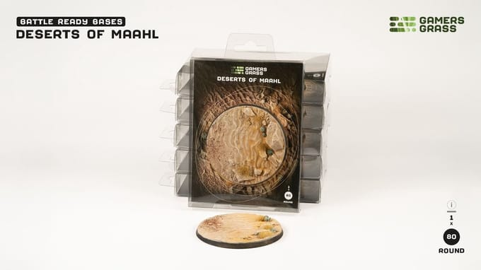 Deserts of Maahl Base Pre-Painted (1x 80mm Round)