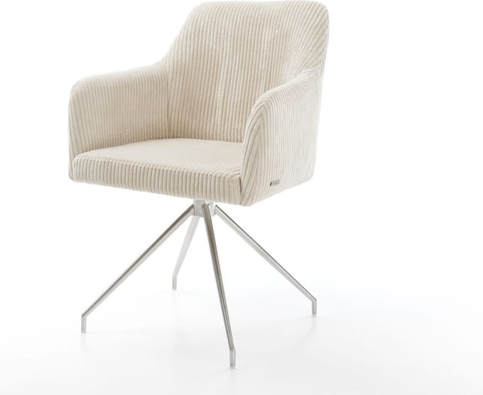 Gestoffeerde-stoel Greg-Flex kruisframe conisch roestvrij staal koord beige pocketveer kern