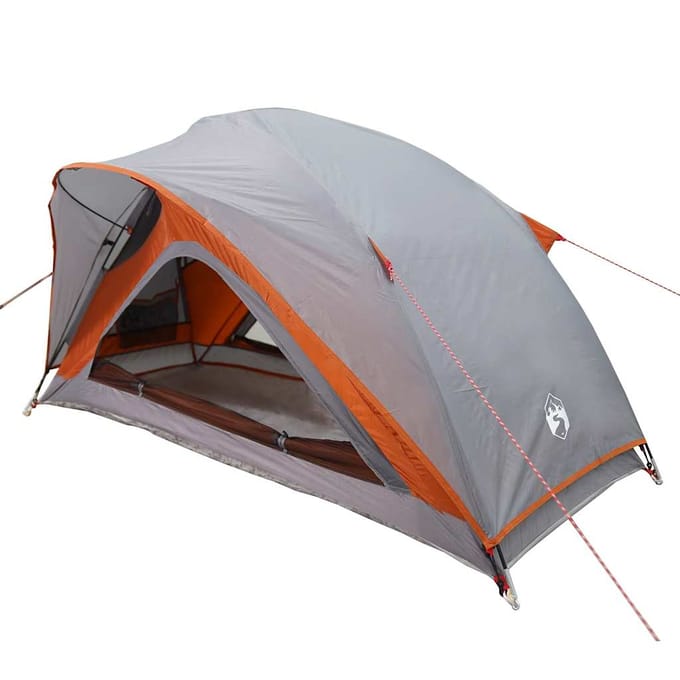 vidaXL - Tent - 1-persoons - waterdicht - grijs - en - oranje