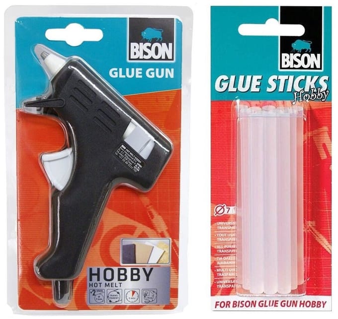 1x Bison lijmpistool 11 cm met 12 lijmpatronen - hobby gereedschap
