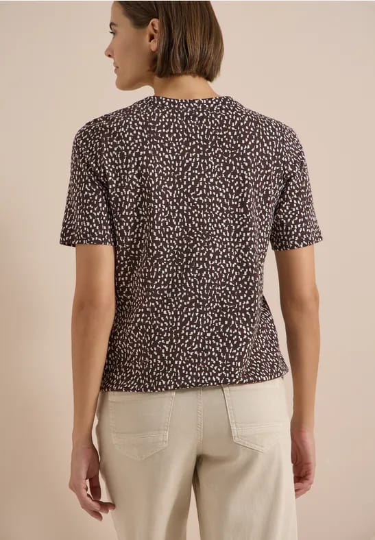 Shirt met gespleten hals en print