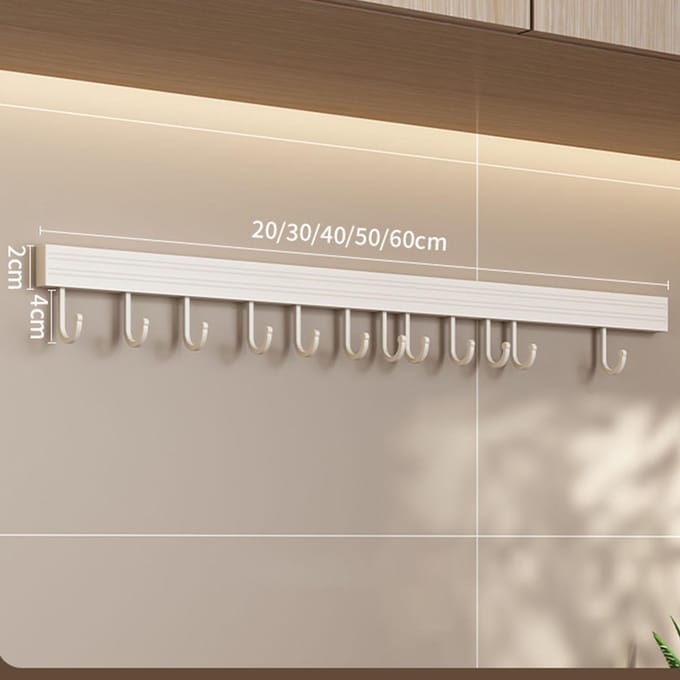 Wandmontage Keukenhakenrek Ruimte Aluminium Keukengerei Hanger Punch Free Lepel Schop white